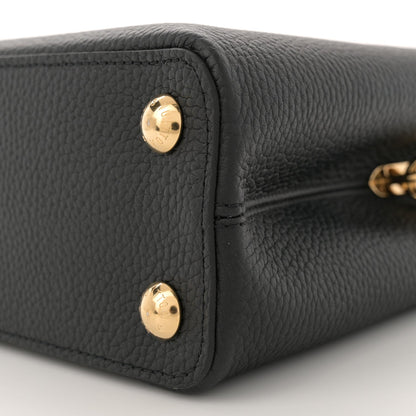 Taurillon Enamel Flower Padlock Chain Capucines BB Black
