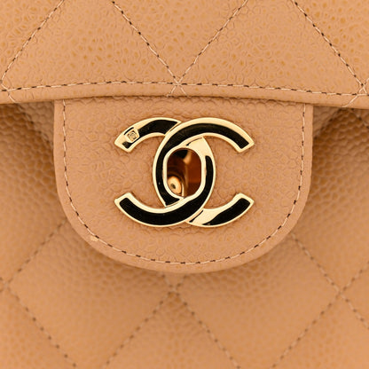 Caviar Quilted XL Jumbo Single Flap Beige