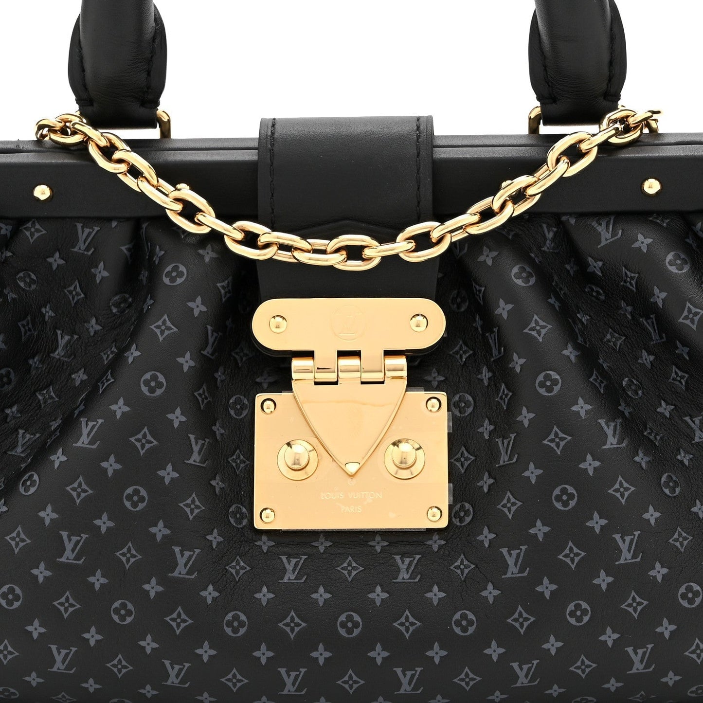 Calfskin Nanogram Embossed Clutch Black
