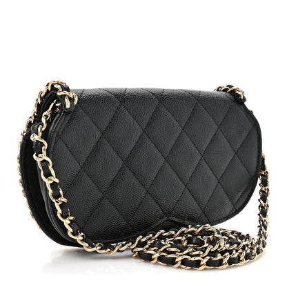 Caviar Quilted Chain Glasses Case Black