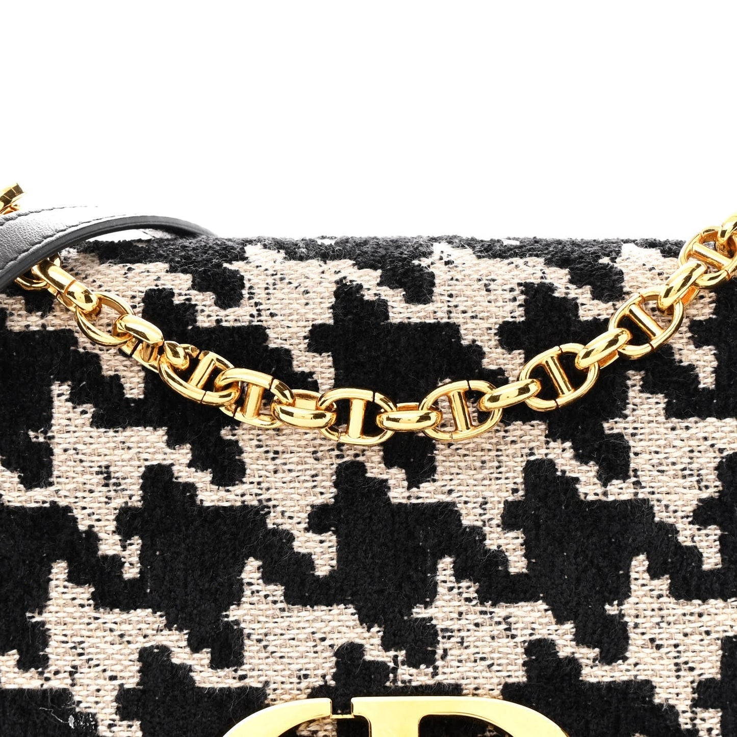 Tweed Houndstooth Medium Caro Bag Black Beige