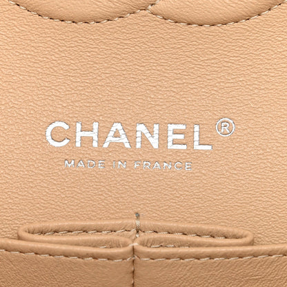 Caviar Quilted Medium Double Flap Beige