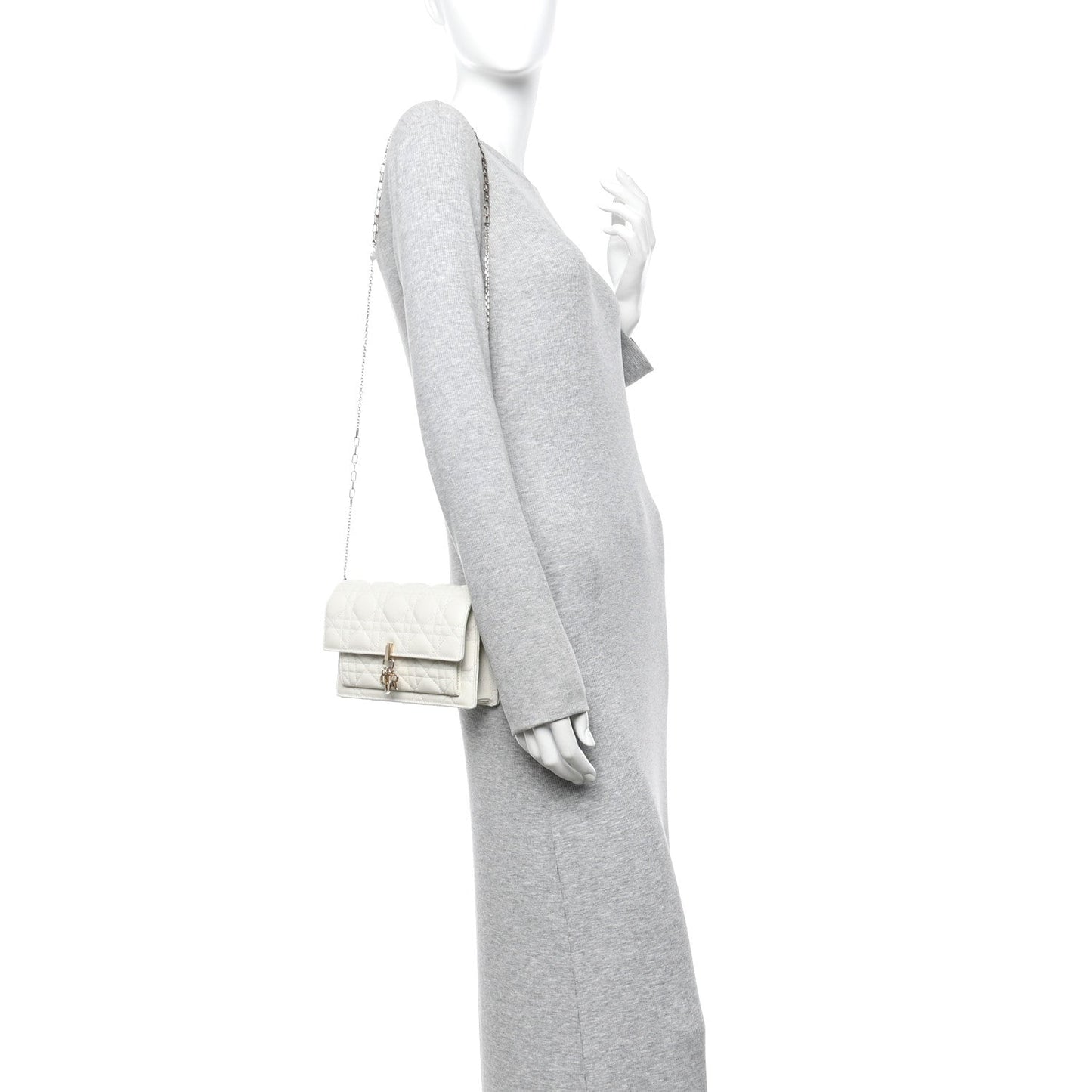Lambskin Cannage Miss Dior Chain Pouch Latte