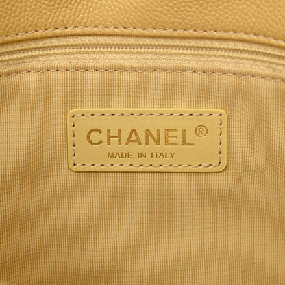 Shiny Caviar Quilted Large Chain Melody Flap Yellow