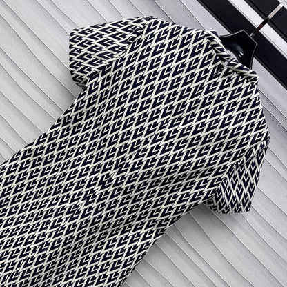 Valentino Black White Short Dress In Toute La V Jacquard