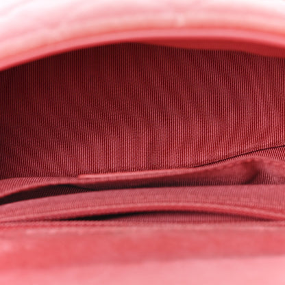 Velvet Quilted Mini Square Pearl Crush Flap Coral