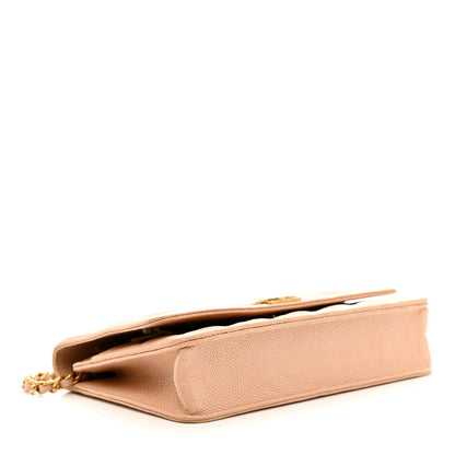 Caviar Quilted Boy Wallet On Chain WOC Light Beige