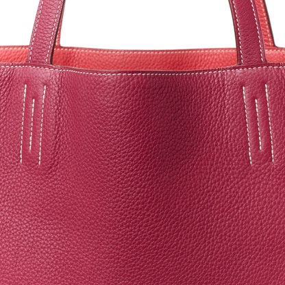 Taurillon Clemence Double Sens 36 Reversible Tote Rubis Bougainvillea