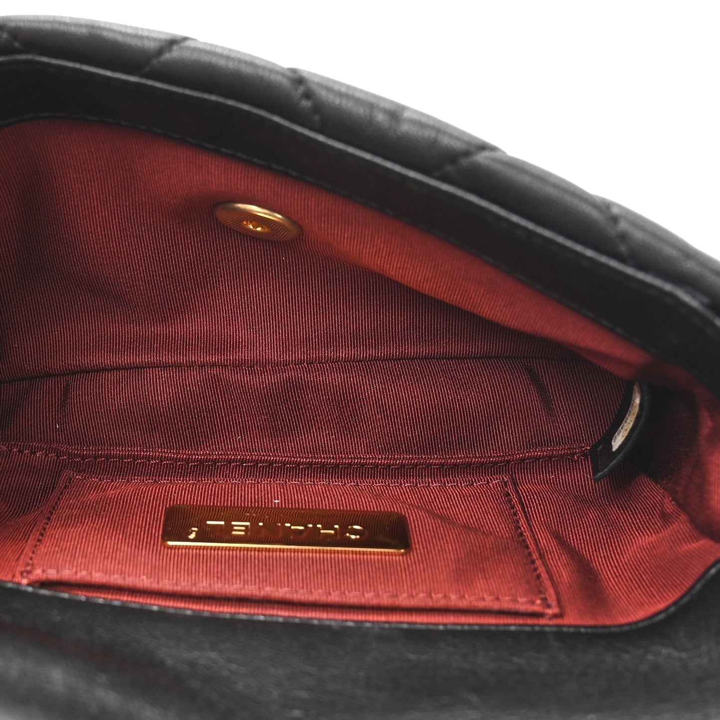 Goatskin Quilted Chanel 19 Waist Bag Black