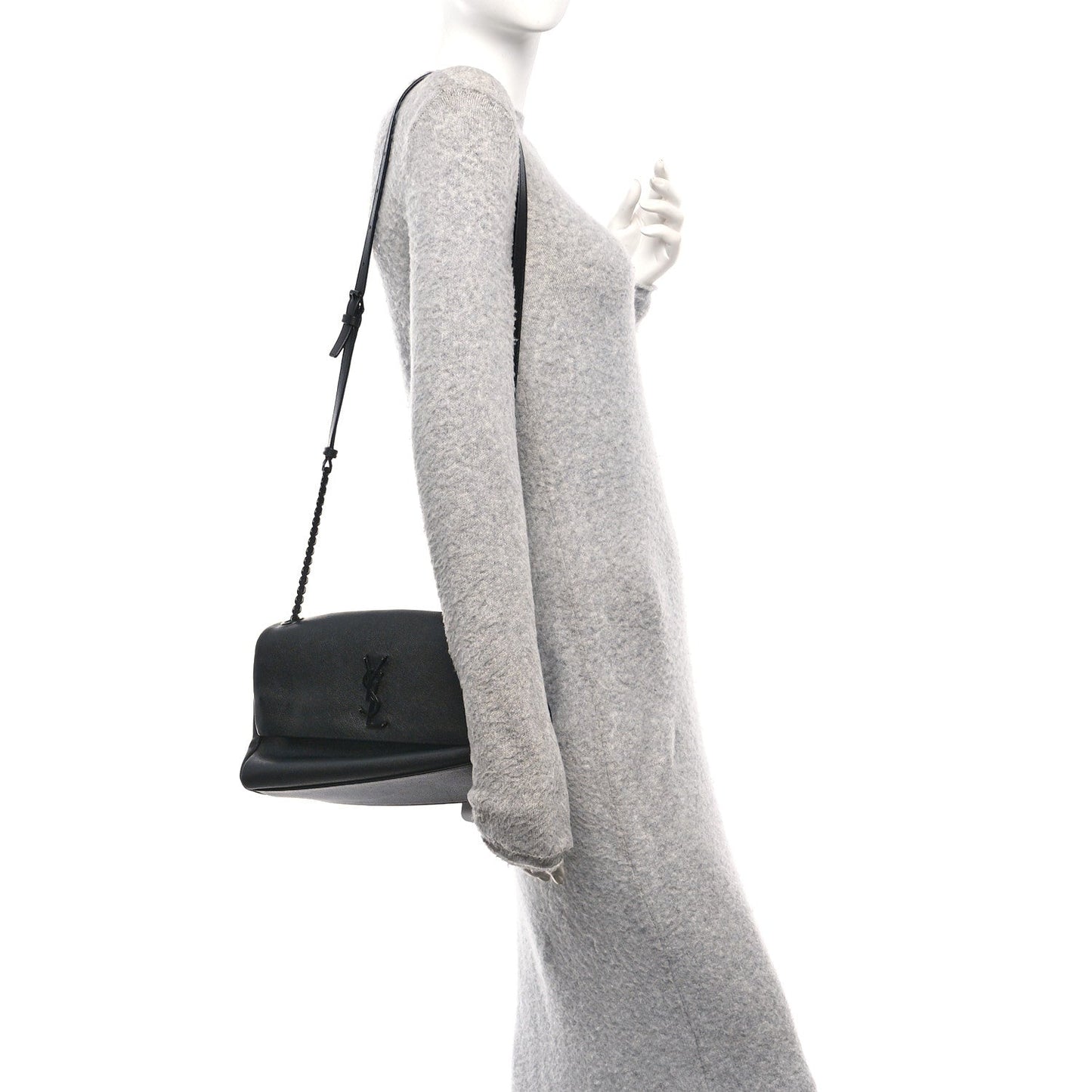 Grain De Poudre Medium West Hollywood Monogram Fold-Over Bag Black