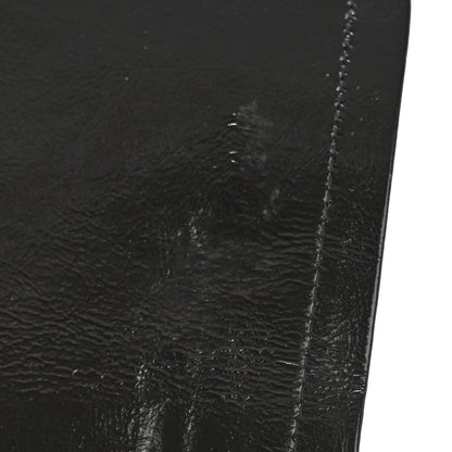 Shiny Crumpled Calfskin Quilted Jumbo Double Flap So Black