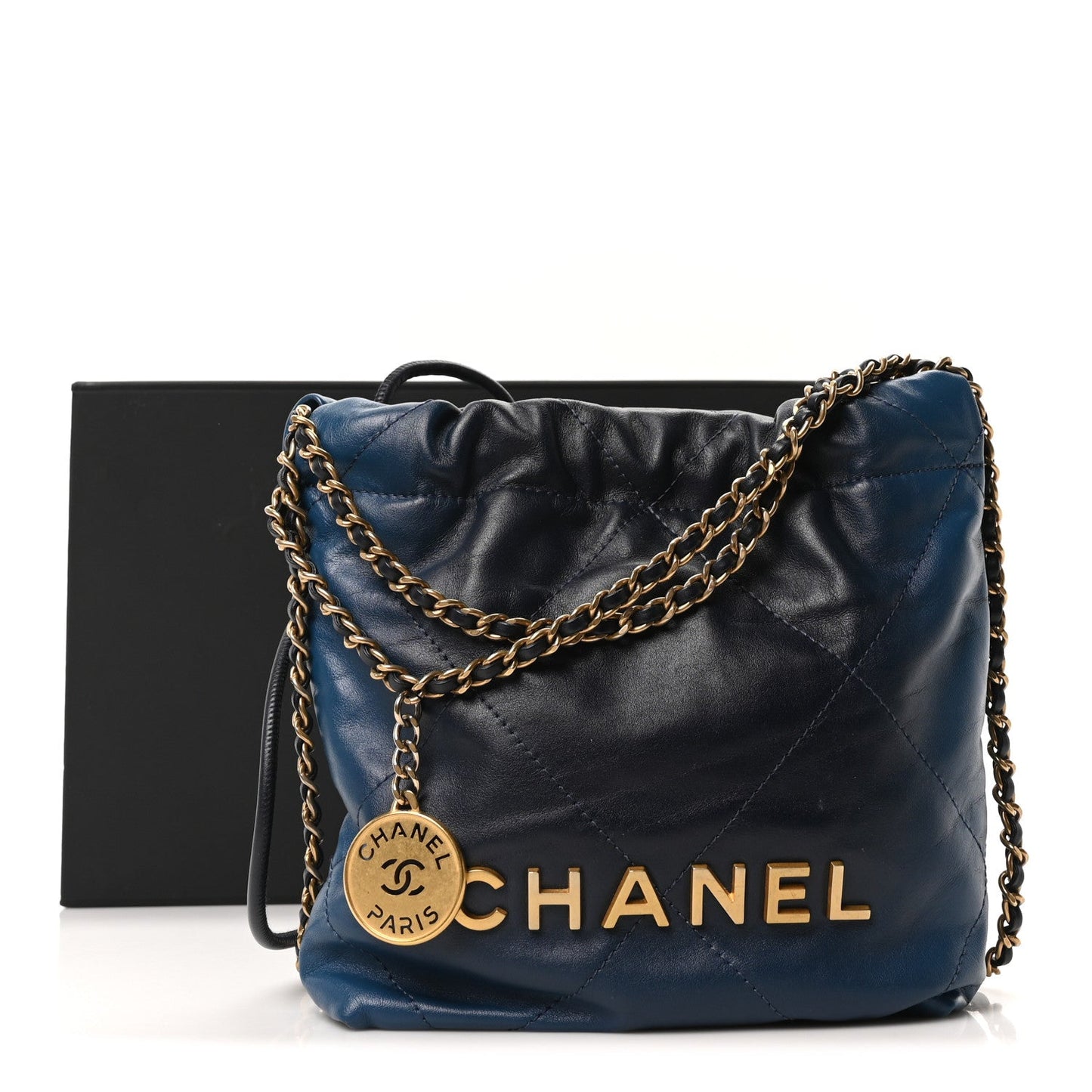 Shaded Calfskin Quilted Mini Chanel 22 Blue Dark Blue