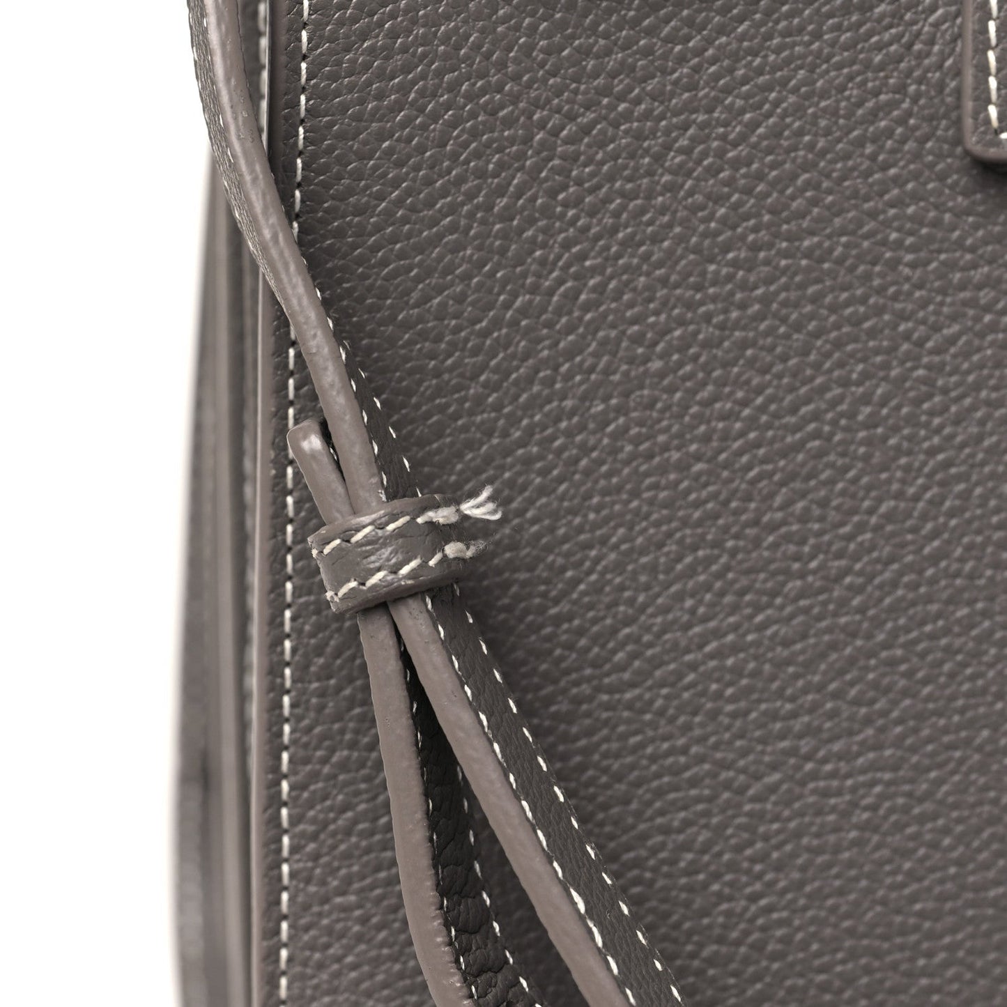 Grained Calfskin Topstitch Baby Sac De Jour Fog