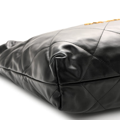 Shiny Calfskin Quilted Chanel 22 Black