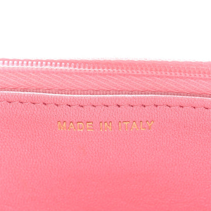 Iridescent Calfskin Quilted Wallet On Chain WOC Rose Pink