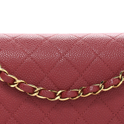 Caviar Quilted Medium Double Flap Dark Pink