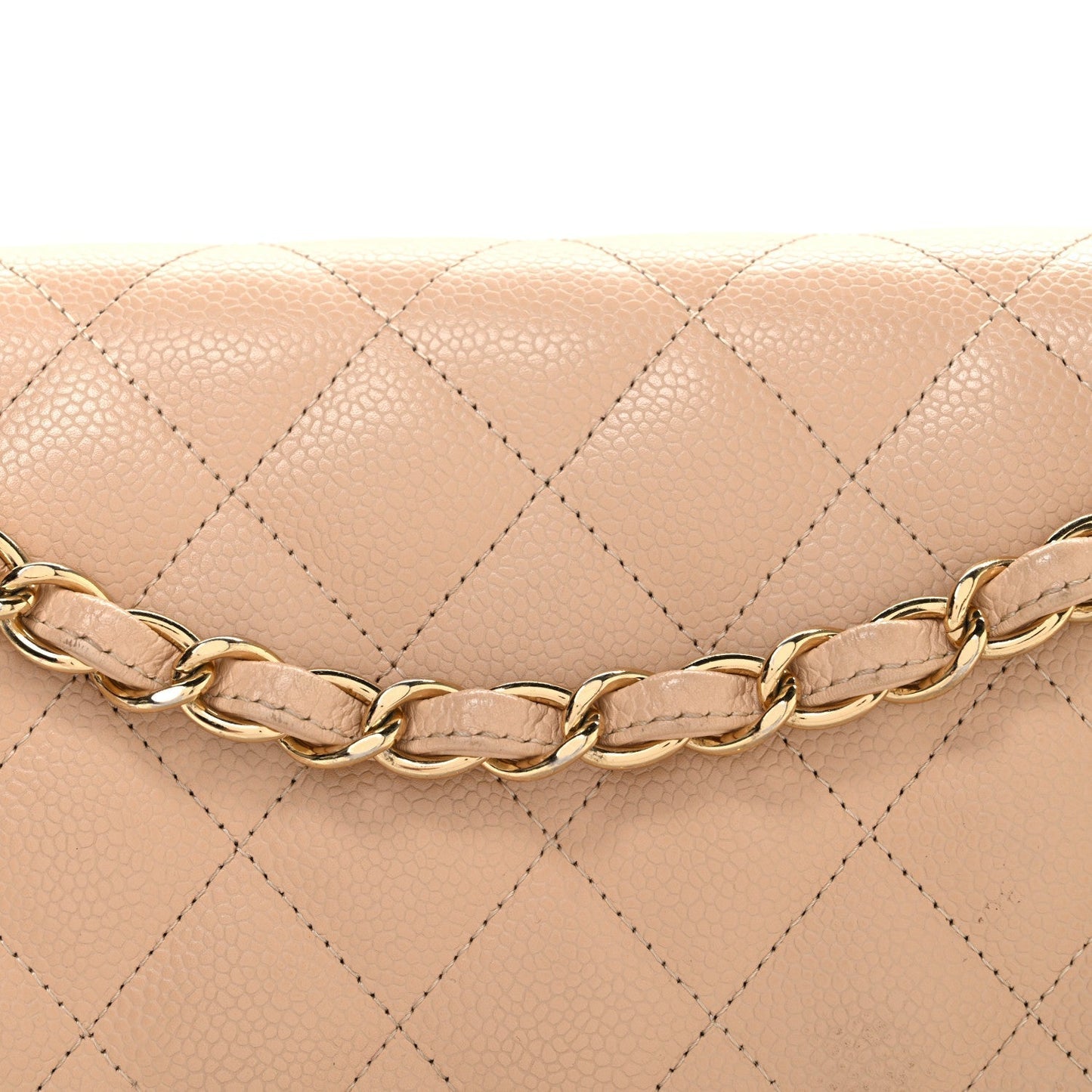 Caviar Quilted Jumbo Double Flap Beige Clair