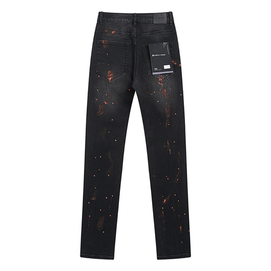 Purple Distressed Paint Jeans