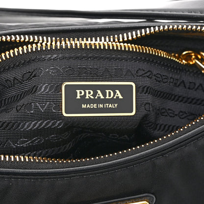 Re-Nylon Vitello Large Aimee Shoulder Bag Black