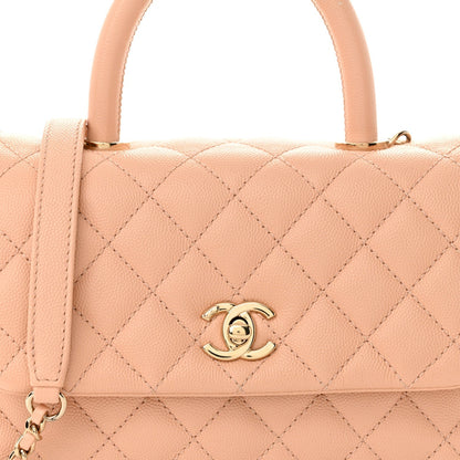 Caviar Quilted Mini Coco Handle Flap Light Pink