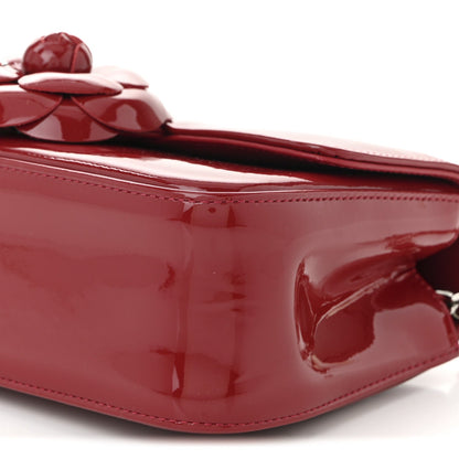 Patent Calfskin Small Camellia Flap Red