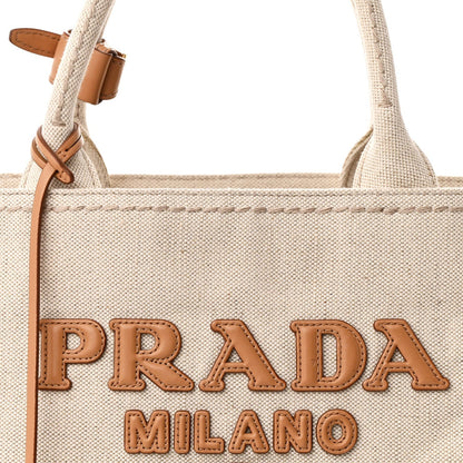 Linen Vitello Large Logo Tote Natural