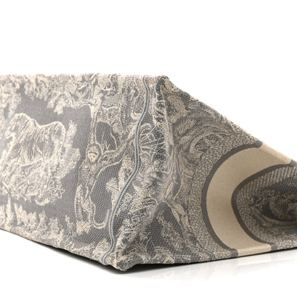 Canvas Embroidered Medium Dioriviera Toile De Jouy Reverse Book Tote Gray
