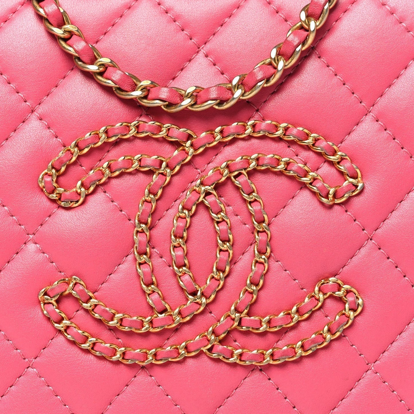 Calfskin Quilted Small CC Chain Accordion Tote Pink