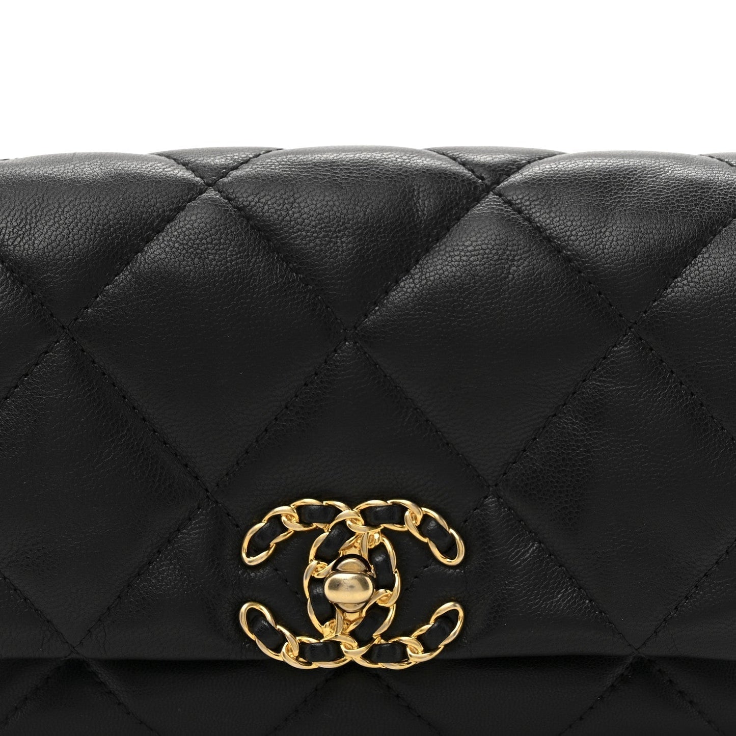 Goatskin Quilted Chanel 19 Waist Bag Black