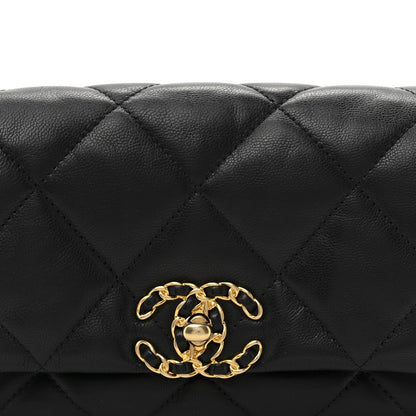 Goatskin Quilted Chanel 19 Waist Bag Black