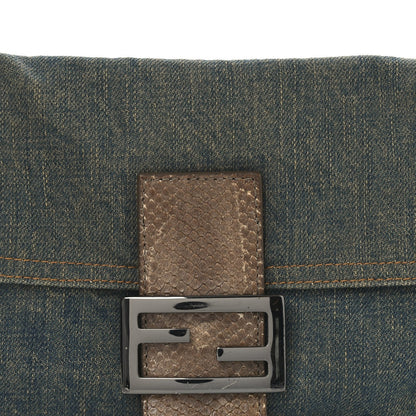 Denim Snakeskin Baguette Blue