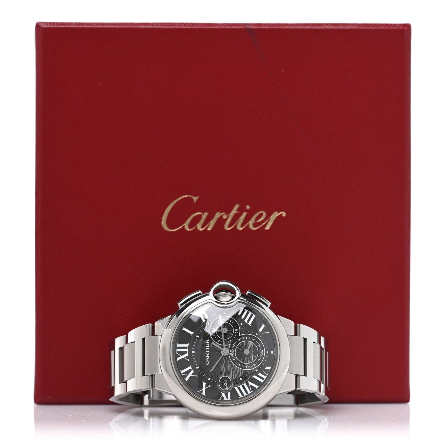 Stainless Steel 44mm Ballon Bleu De Cartier Chronograph Automatic Watch Black