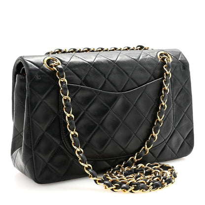 Lambskin Quilted Small Double Flap Black