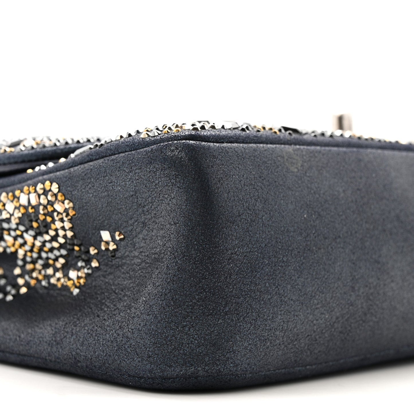 Oxidized Goatskin Strass Buonasera Medium Flap Dark Blue