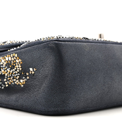 Oxidized Goatskin Strass Buonasera Medium Flap Dark Blue