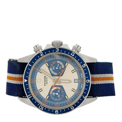 Stainless Steel Fabric 42mm Heritage Chrono Automatic Watch Blue 70330B