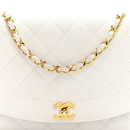 Caviar Quilted Medium Single Flap White