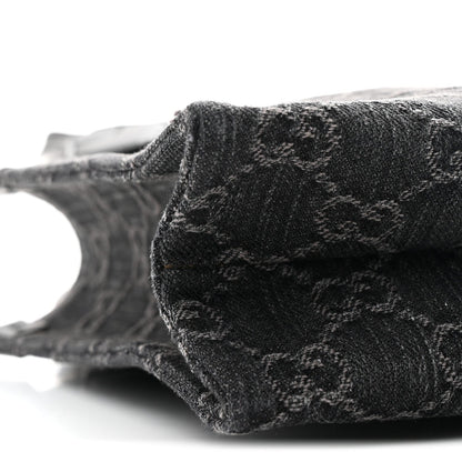 Denim GG Monogram Dollar Calfskin Mini Ophidia Tote Black Grey