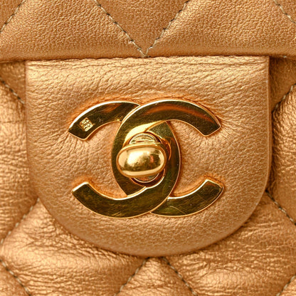 Metallic Lambskin Quilted Mini Square Flap Bronze