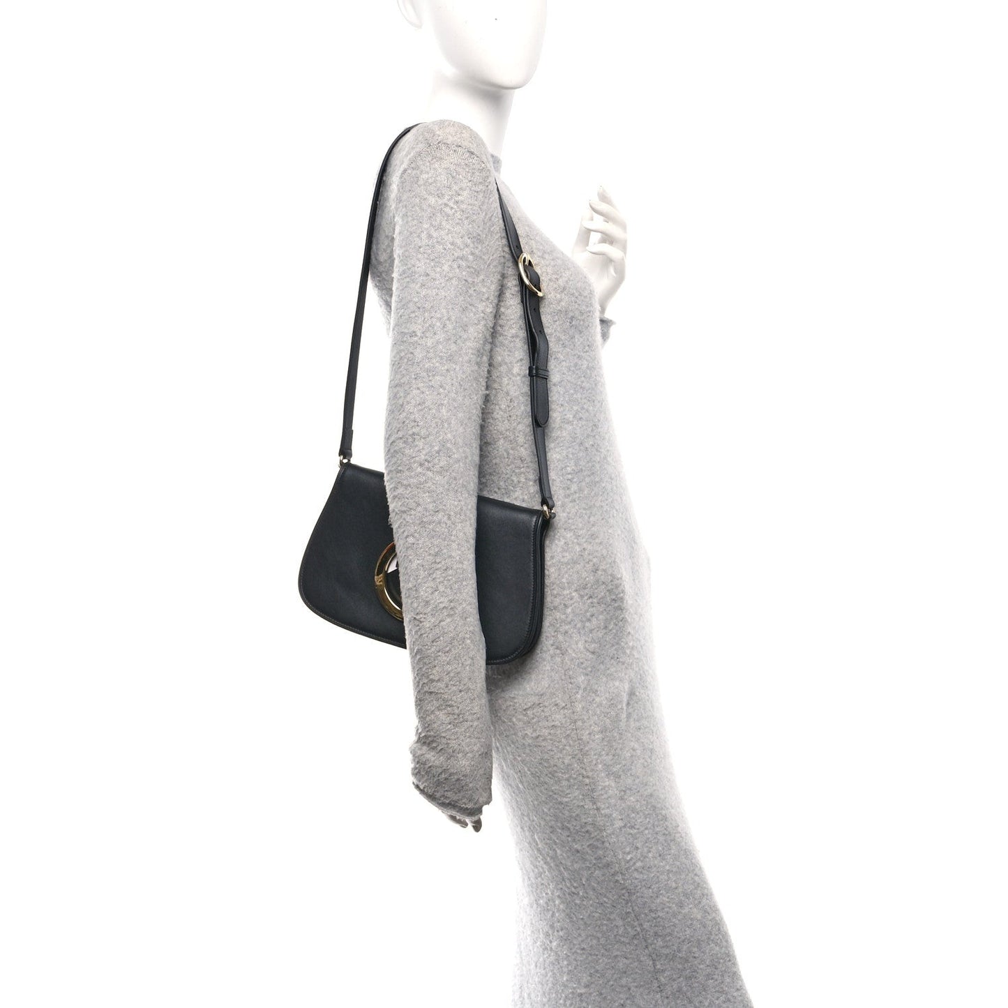 Roxy Calfskin Blondie Chain Shoulder Flap Bag Black
