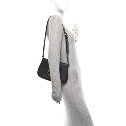 Roxy Calfskin Blondie Chain Shoulder Flap Bag Black