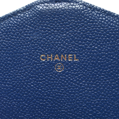 Grained Calfskin Quilted Cuba Square Wallet On Chain WOC Blue