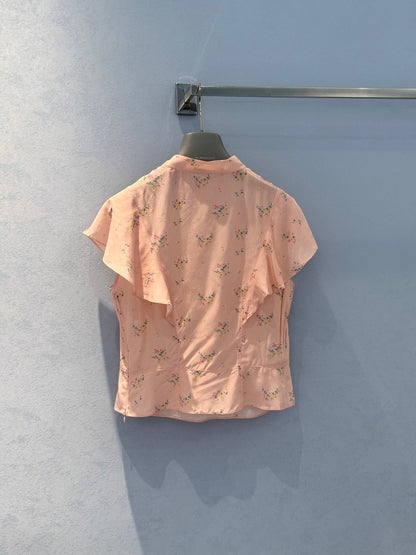 Prada 25 Floral Vest Pink Viscose and Silk
