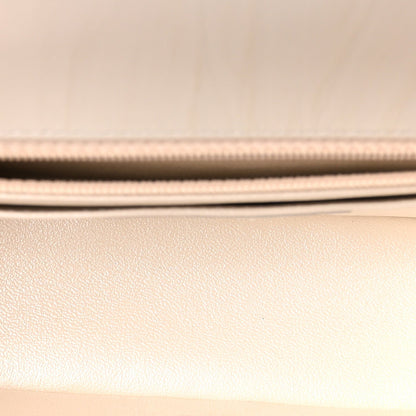 Iridescent Calfskin Quilted Mini Rectangular Flap White