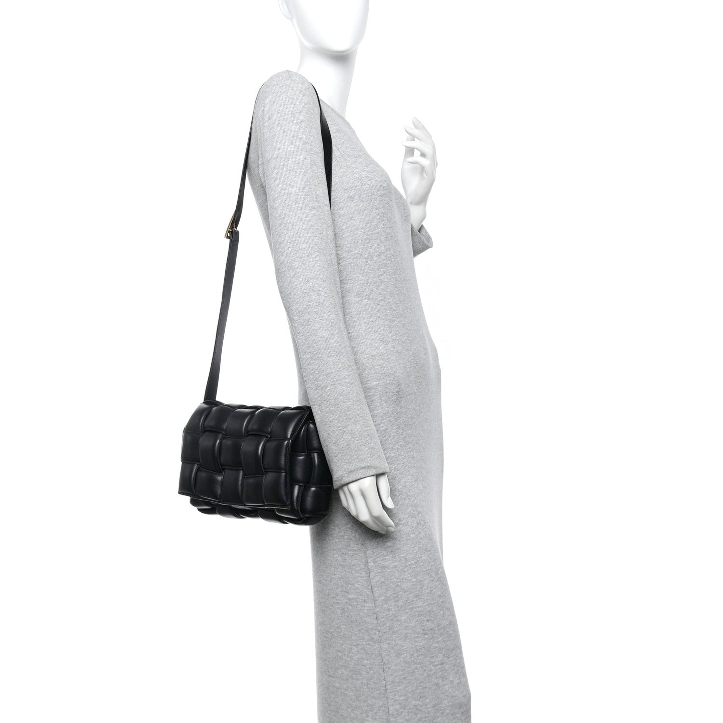 Nappa Maxi Intreccio Padded Cassette Crossbody Bag Black