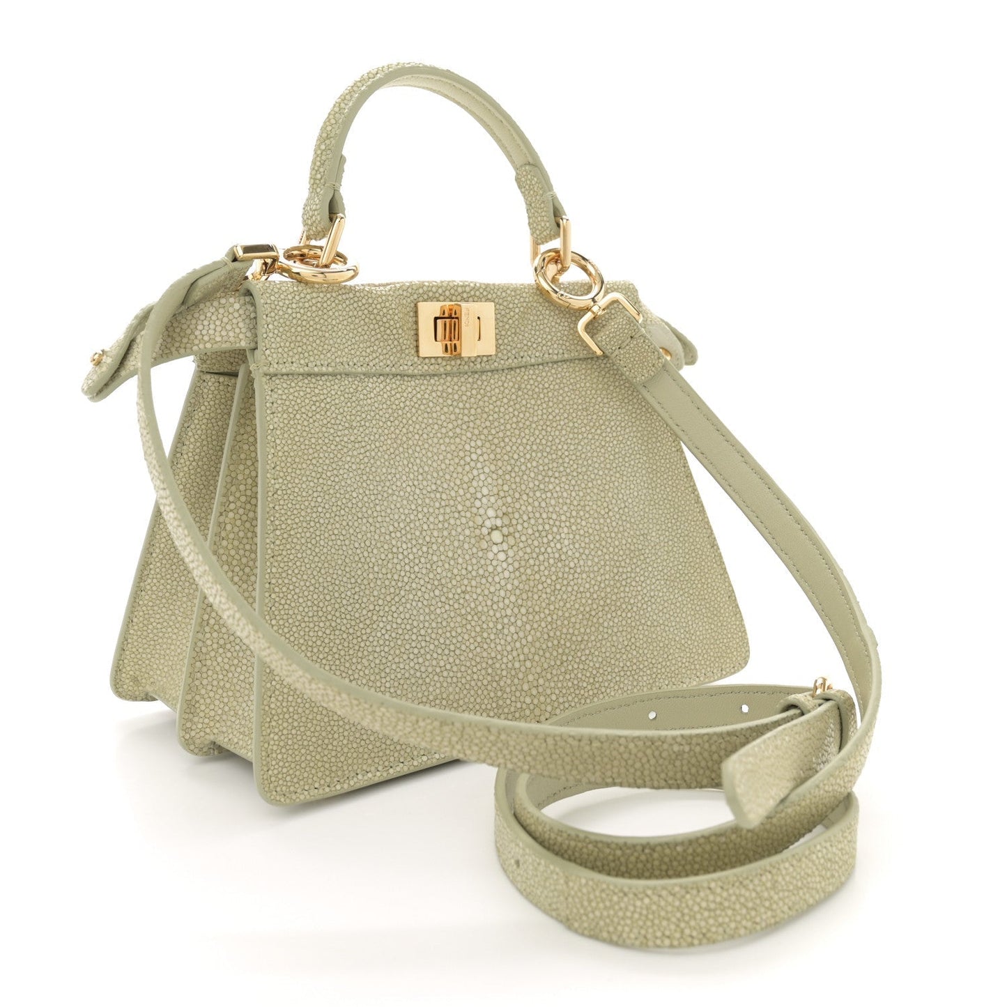 Stingray Shiny Nappa Petite Peekaboo I SEE U Satchel Green