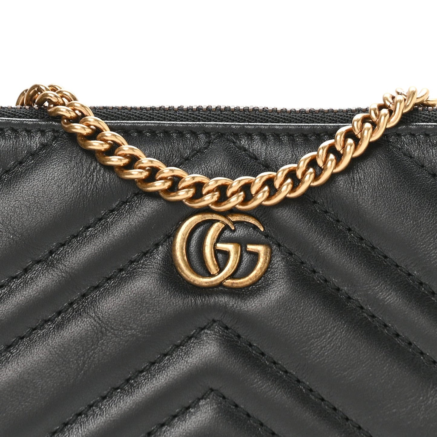 Calfskin Matelasse Mini GG Marmont Chain Bag Black