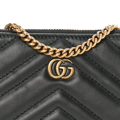 Calfskin Matelasse Mini GG Marmont Chain Bag Black