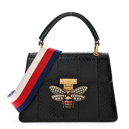 Snakeskin Sylvie Web Small Queen Margaret Top Handle Bag Black