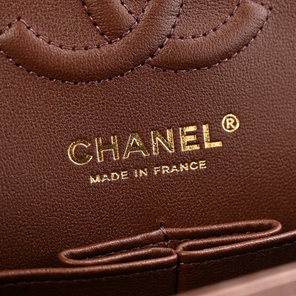 Lambskin Quilted Small Double Flap Dark Brown